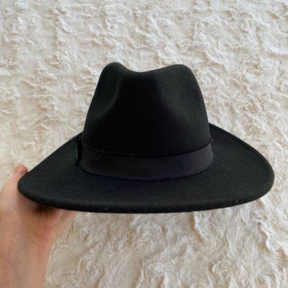 G.H. Bass & Co. Women's 100% Wool Black Hat Wide Brim Fedora Ribbon One Size - Picture 4 of 9